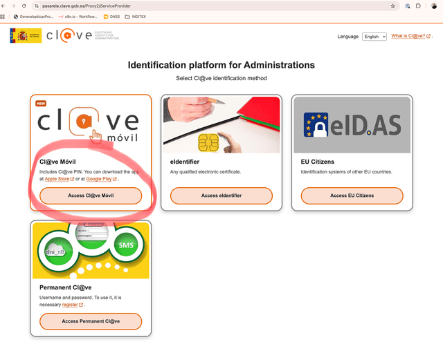 Detalle de configuración de clave - Seleccionar segunda opción